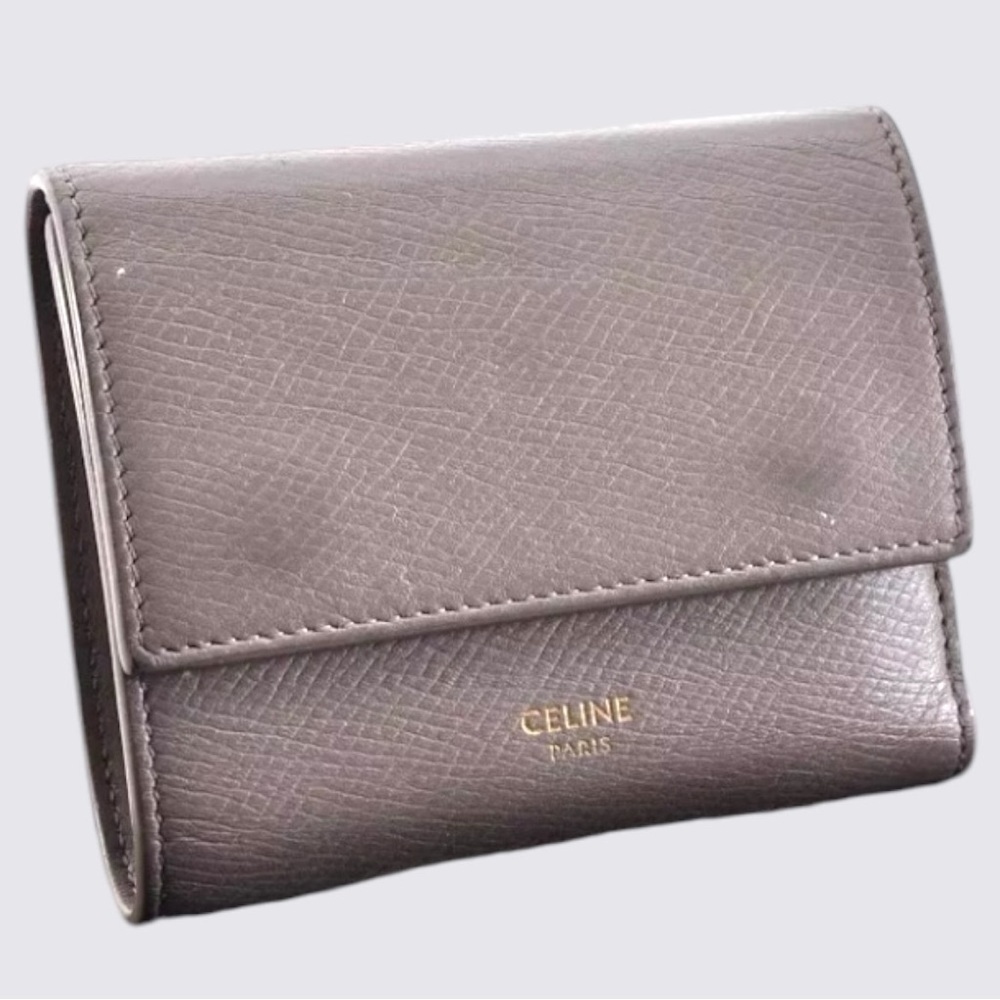 CELINE Women’s Small  Tri-Fold Wallet Leather | Color: Greige | w/Box & Bag 🩶🩶 - Picture 14 of 14